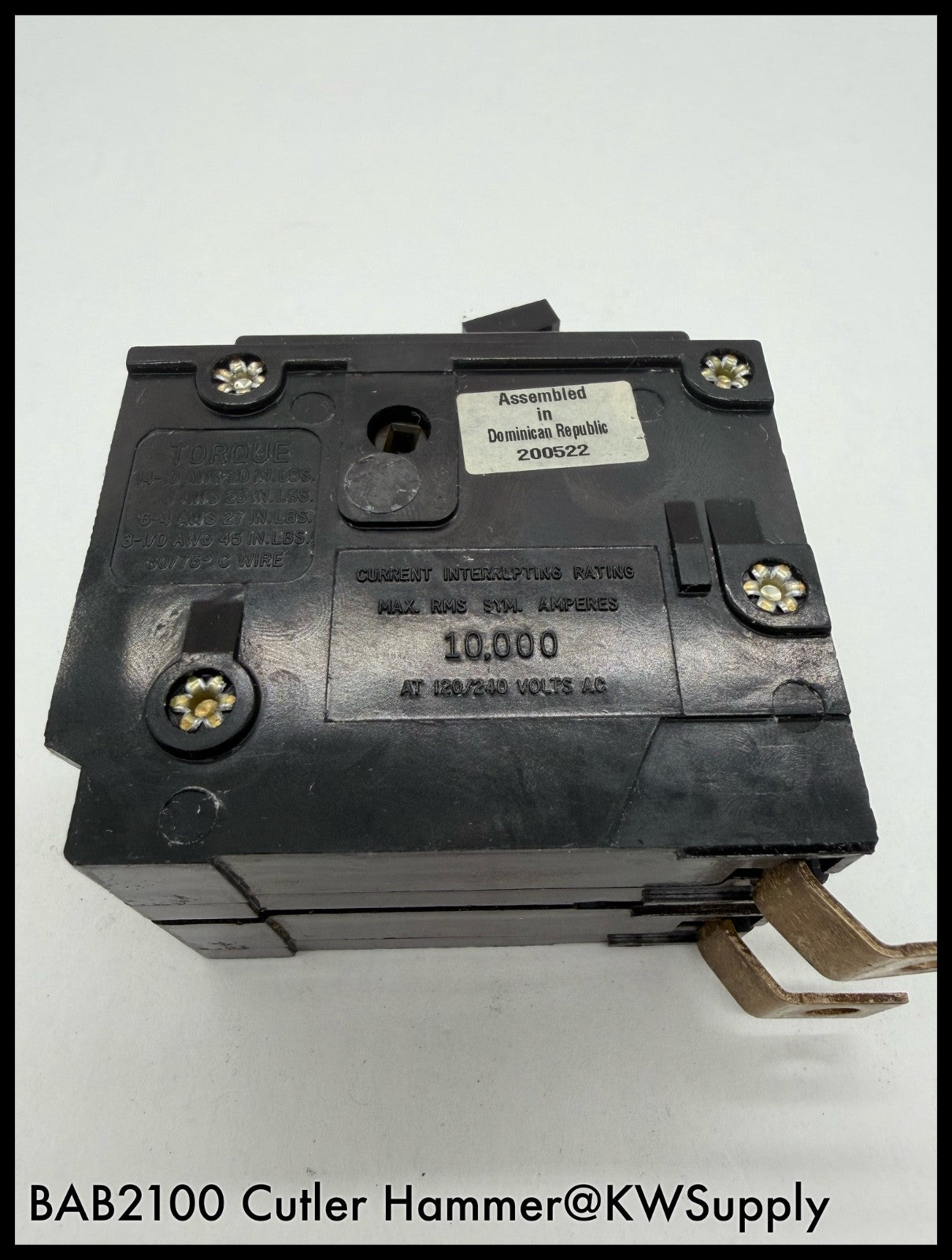 BAB2100~Cutler Hammer BAB2100 100A 120/240V 2P 10KA Circuit Breaker-Used
