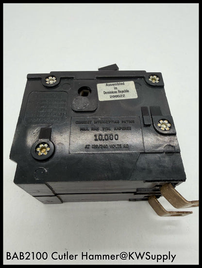 BAB2100~Cutler Hammer BAB2100 100A 120/240V 2P 10KA Circuit Breaker-Used