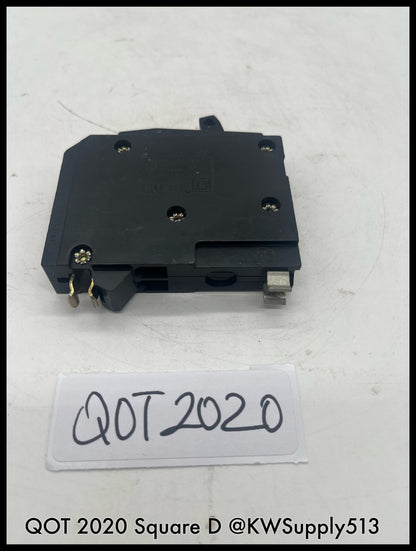 QOT2020~Square D QOT2020 20A 1p 120/240Vac Tandem Circuit Breaker-Used