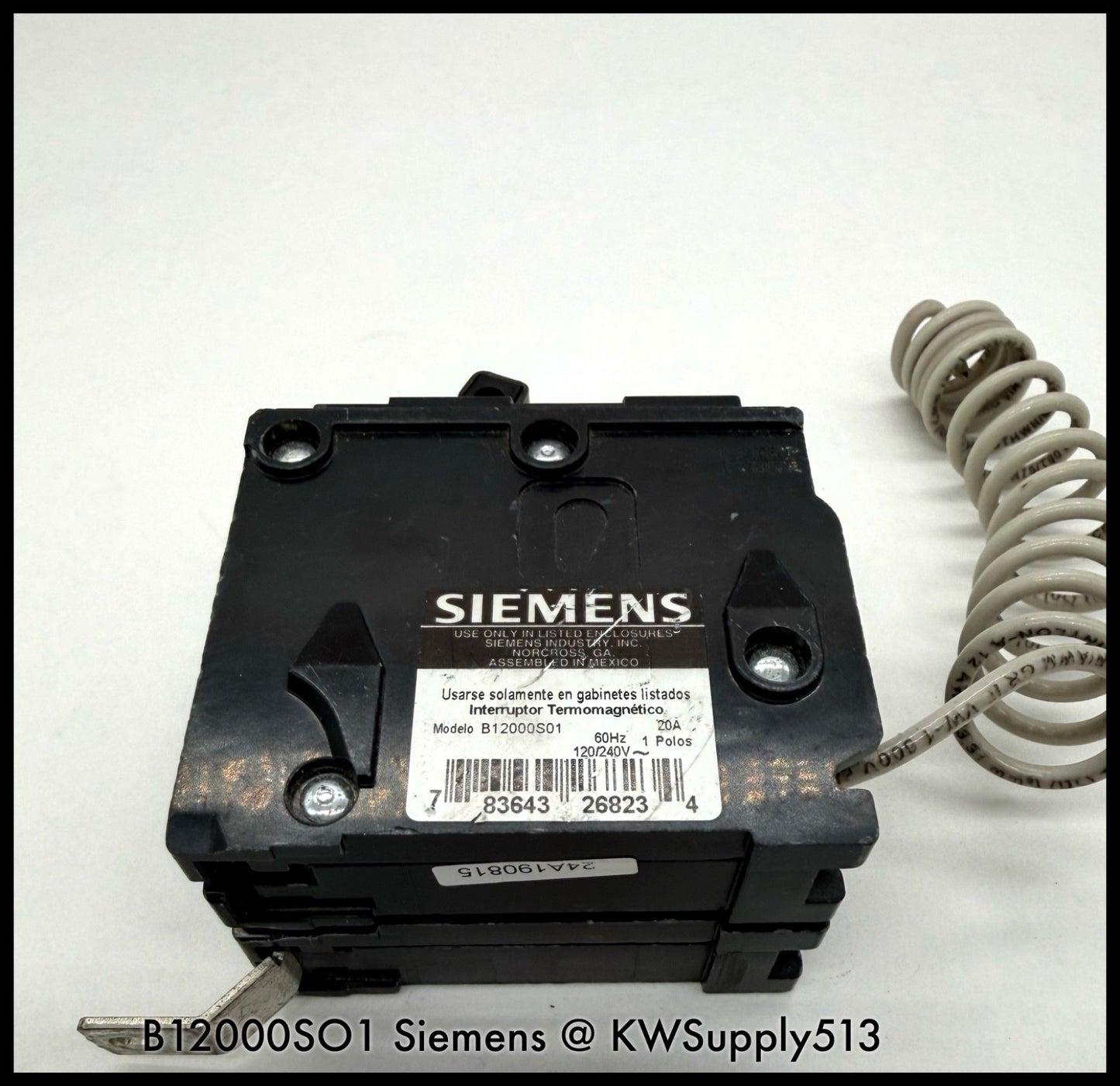 B12000S01~Siemens B1200S01 20A 120/240VAC 1P 1PH 10KA Circuit Breaker-Used