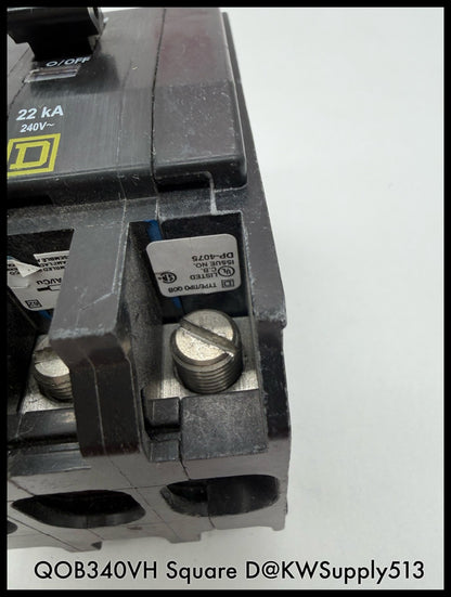 QOB340VH~Square D QOB340VH 40A 3P 3PH 240VAC Mini Circuit Breaker-Used