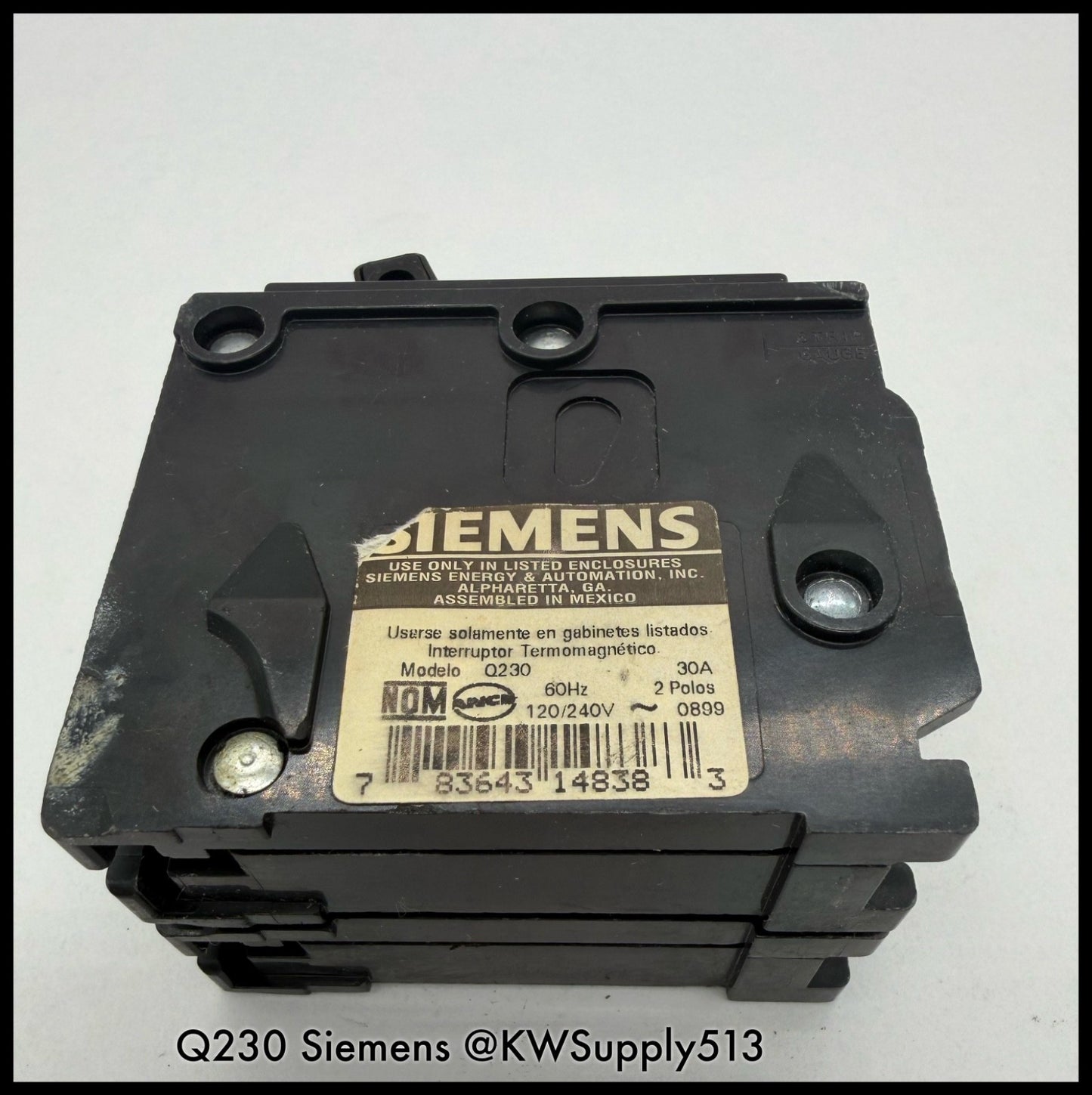 Q230~Siemens Q230 30A 2P 1PH 240VAC 10KA Circuit Breaker-Used