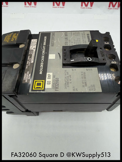 FA32060~Square D FA32060 60A 240V 3P 3PH 10KA I-Line Circuit Breaker-Used