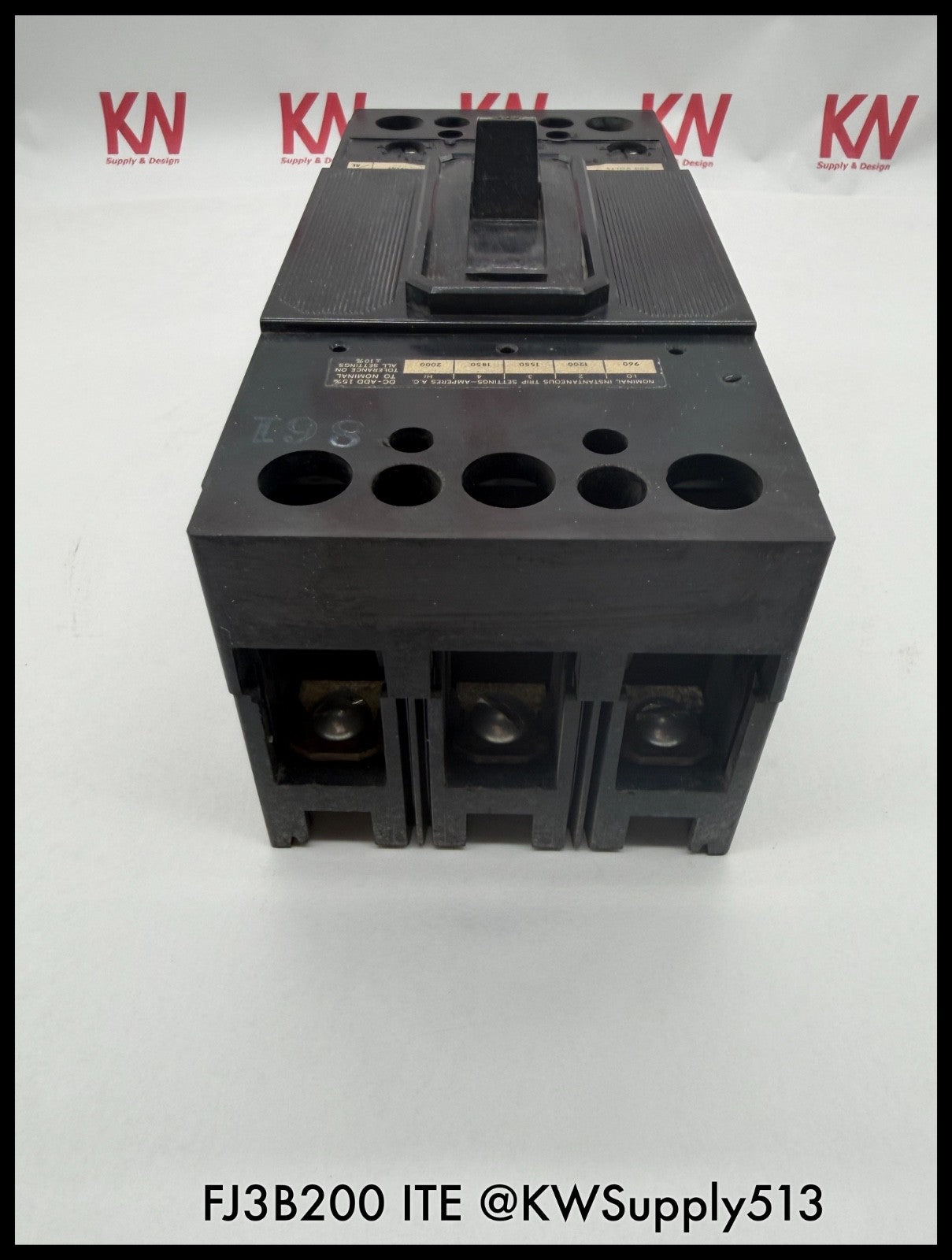 FJ3B200~ITE FJ3B200 200A 3P 3PH 600VAC 14KA TM Circuit Breaker-Used