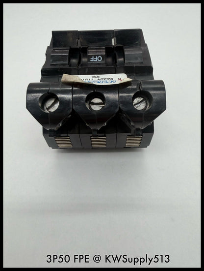 3P50~FPE 3P50 50A 3P 3PH 240VAC 10KA Molded Case Circuit Breaker-Used