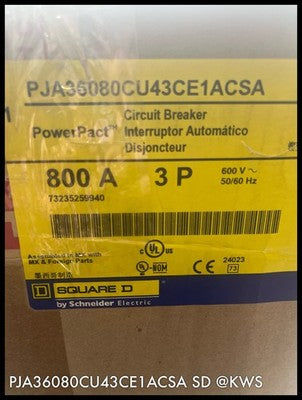 PJA36080CU43CE1ACSA ~ Square D 800A Circuit Breaker with AS ST TMTU Surplus