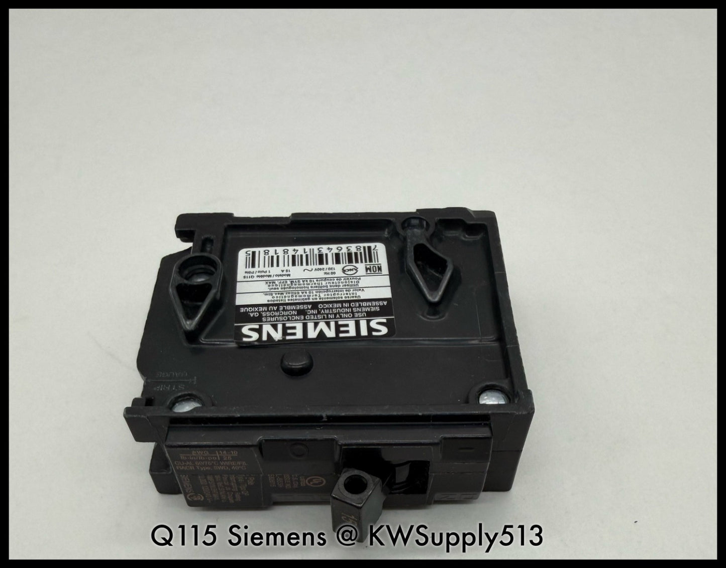 Q115~Siemens Q115 15A 120Vac 1P 1PH 10KA Circuit Breaker-Used