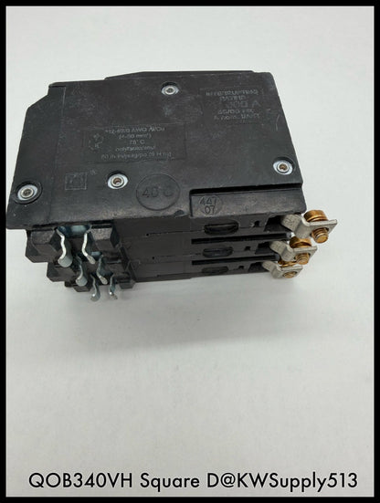 QOB340VH~Square D QOB340VH 40A 3P 3PH 240VAC Mini Circuit Breaker-Used