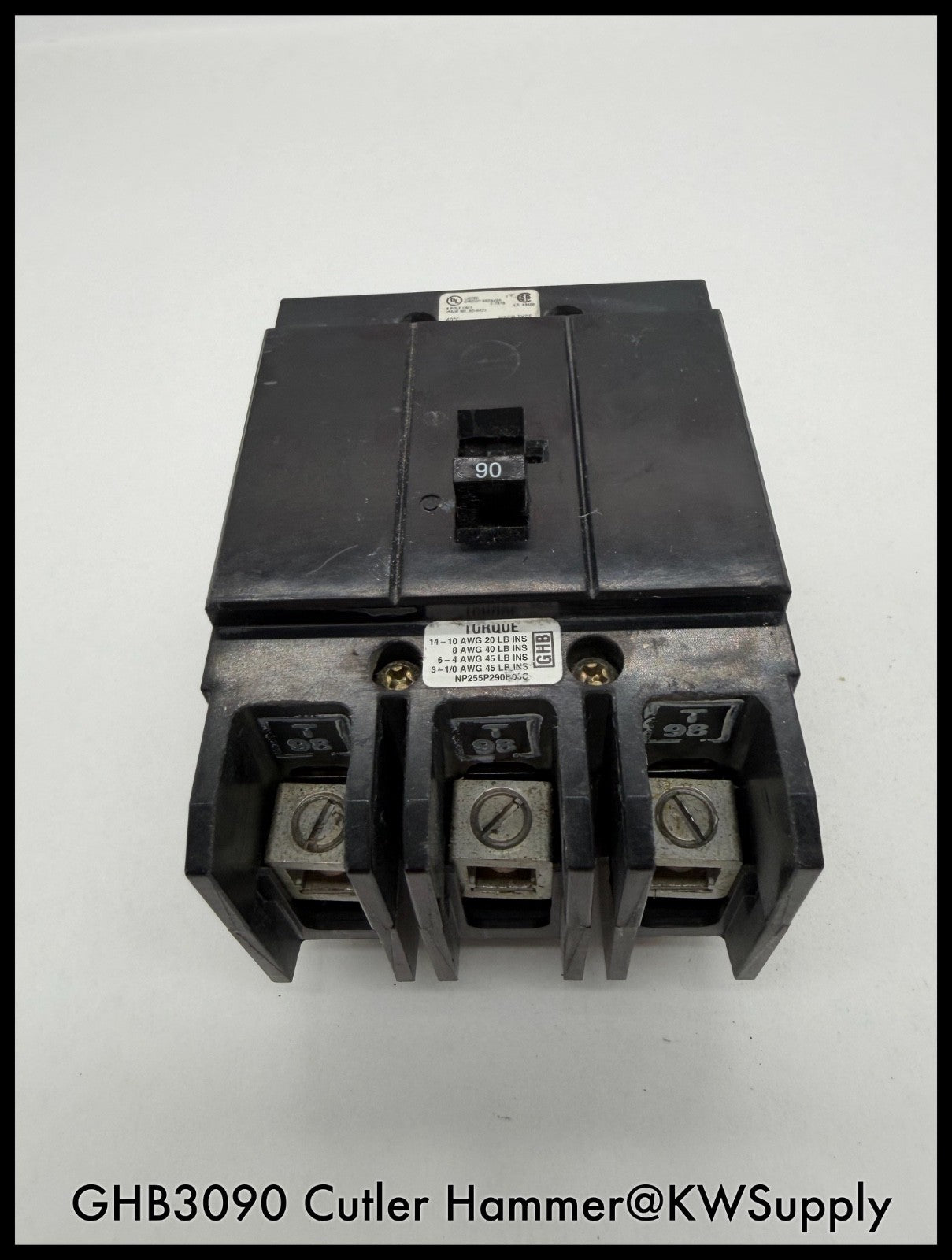 GHB3090~Cutler Hammer GHB3090 90A 480VAC Circuit Breaker-Used