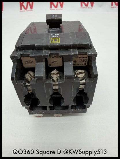 QO360~Square D QO360 60A 3P 3PH 240VAC  Circuit Breaker-Used