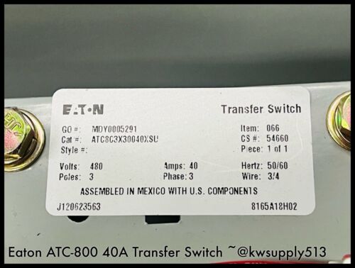 40A Transfer Switch -ATC8C3X30040XSU