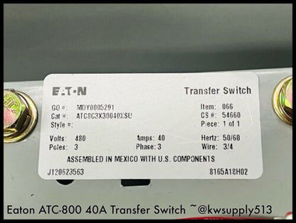 40A Transfer Switch -ATC8C3X30040XSU