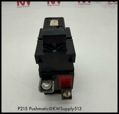 P215~Pushmatic Breakers P215 15A 2P 120/240V Circuit Breaker-Used