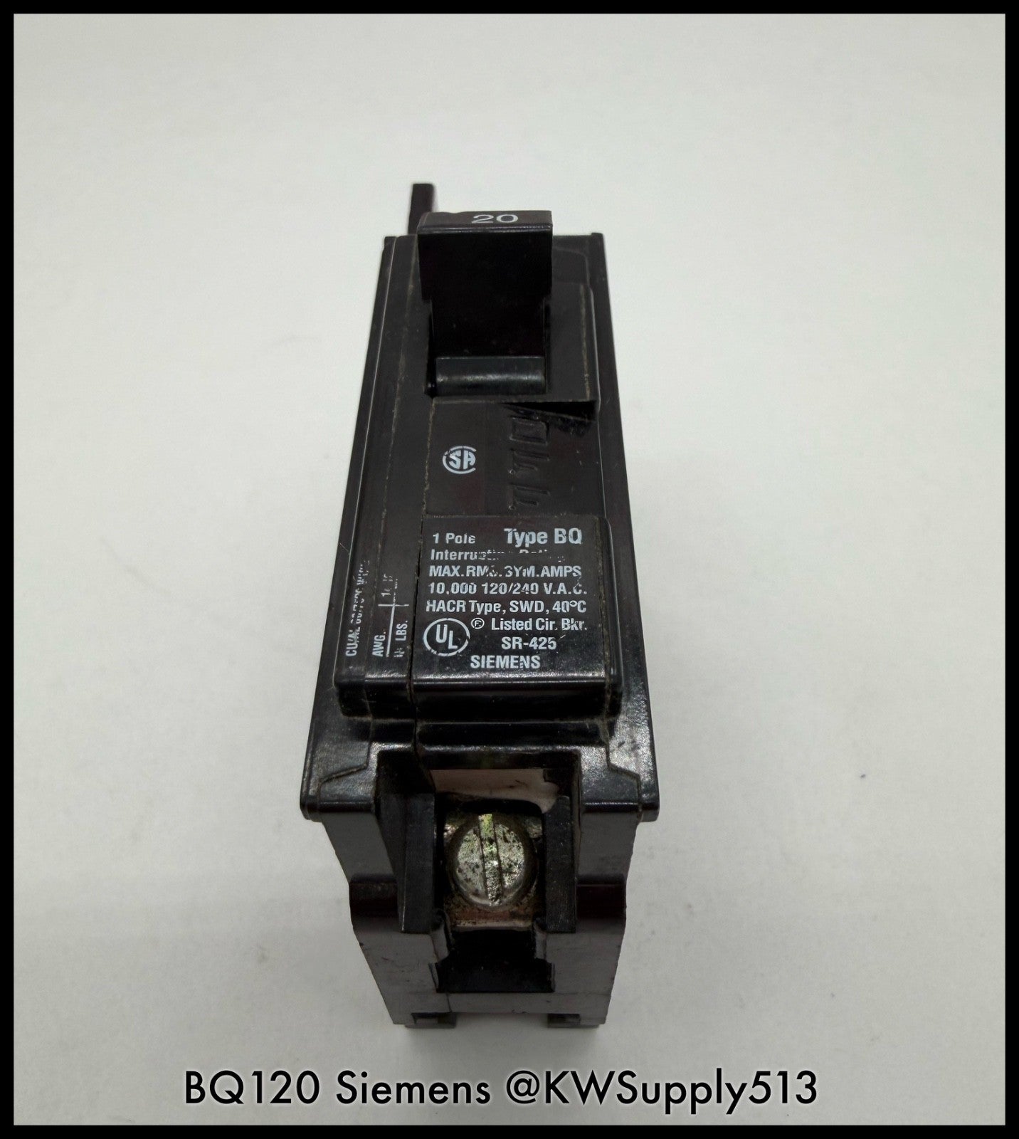 BQ120~Siemens BQ120 20A 120V 1P 1PH 10KA Circuit Breaker-Used