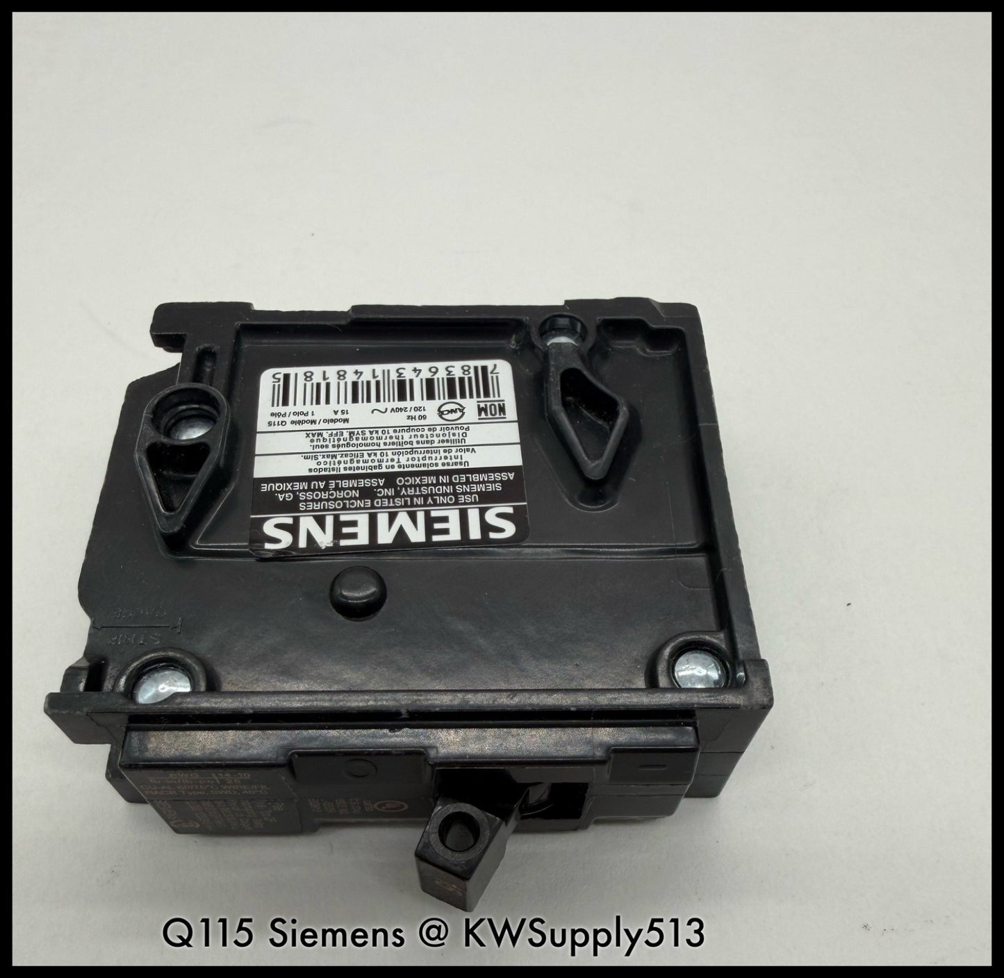 Q115~Siemens Q115 15A 120Vac 1P 1PH 10KA Circuit Breaker-Used