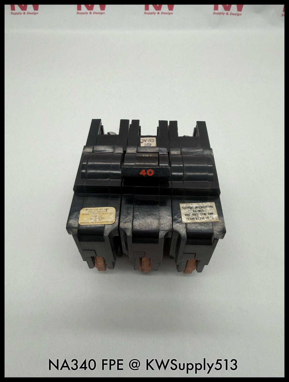 NA340~FPE NA340 40A 3P 240VAC 10KA Molded Case Circuit Breaker-Used