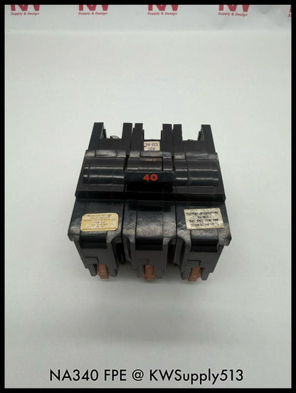 NA340~FPE NA340 40A 3P 240VAC 10KA Molded Case Circuit Breaker-Used