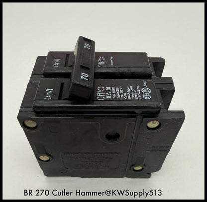 BR270~Eaton BR270 70A 2P 120/240V 10KA Circuit Breaker-Used