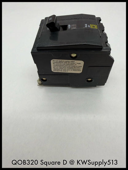 QOB320~Square D QOB320 20A 3P 3PH 240VAC 10KA TM Mini Circuit Breaker-Used