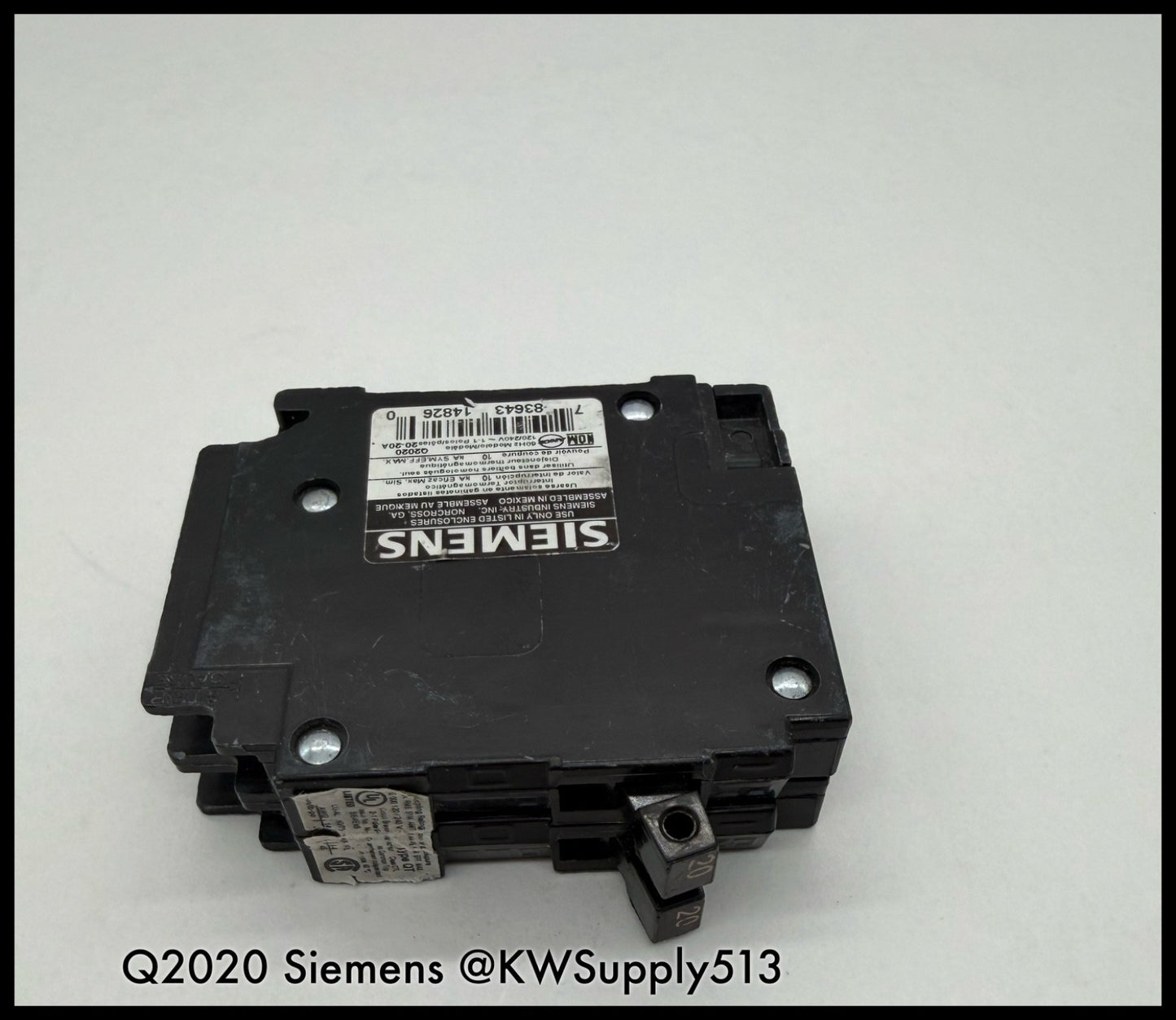 Q2020~Siemens Q2020 20A/20A 120VAC 2P 1PH Tandem Circuit Breaker-Used