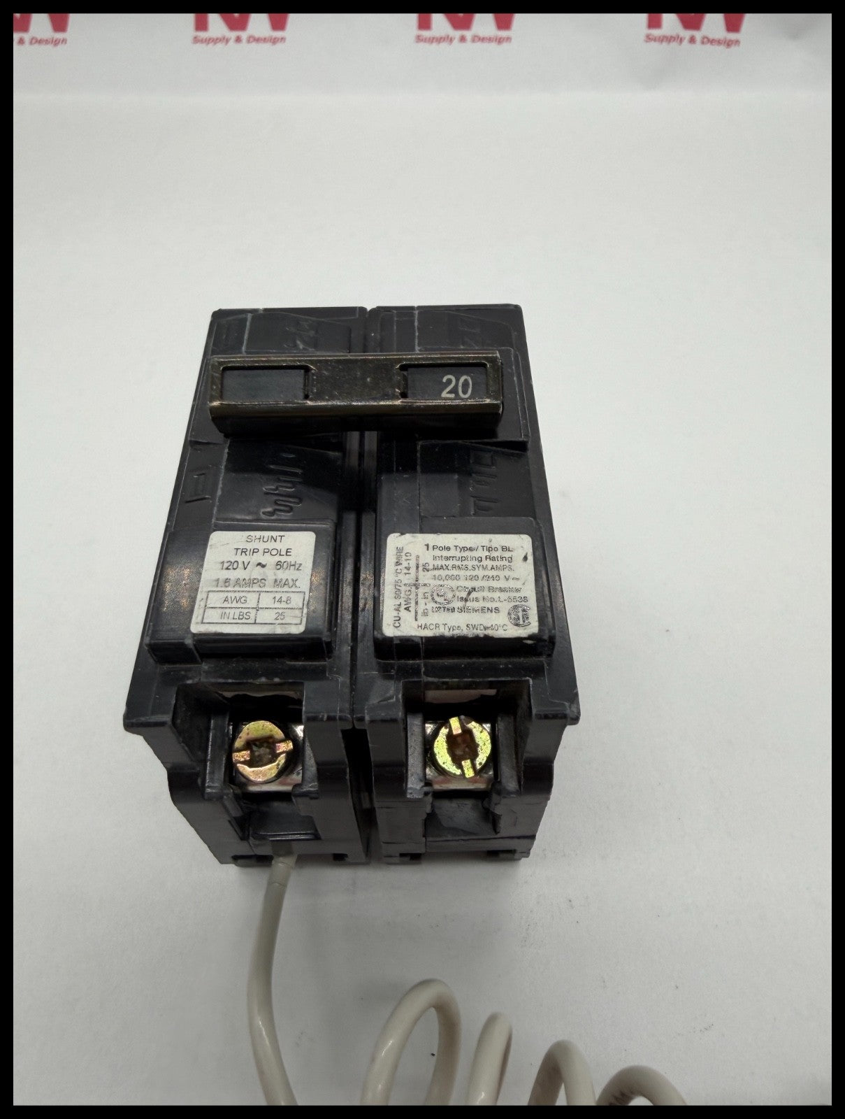 B12000S01~Siemens B1200S01 20A 120/240VAC 1P 1PH 10KA Circuit Breaker-Used