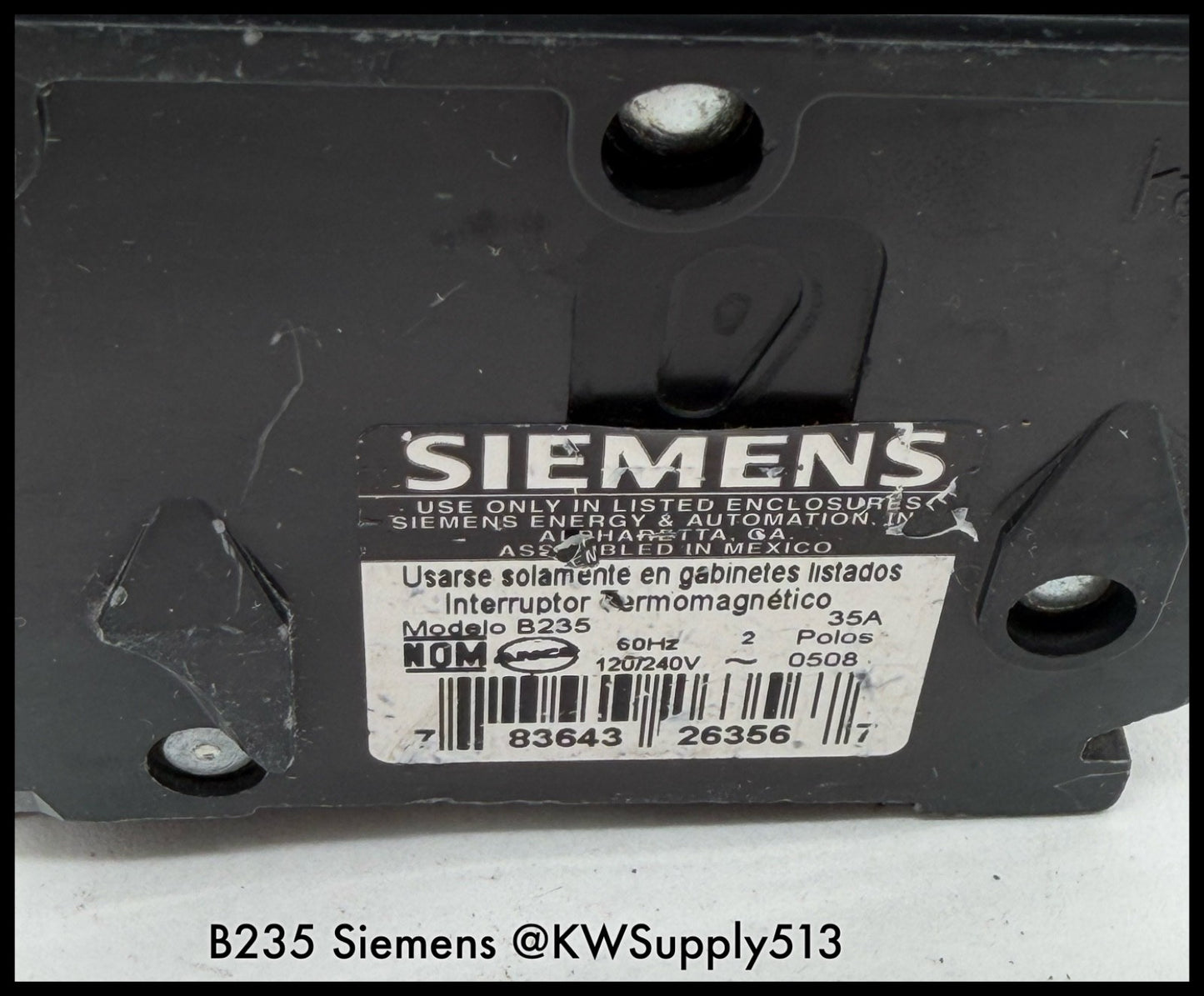B235~Siemens B235 35A 240VAC 2P 1PH  10KA Circuit Breaker-Used