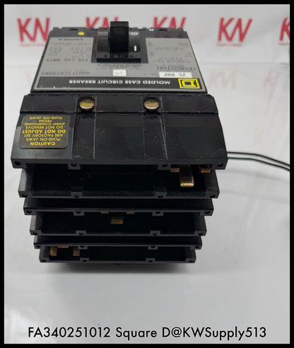 FA340251021~Square D FA340251021 25A 3P 3PH TM Circuit Breaker with Shunt -Used
