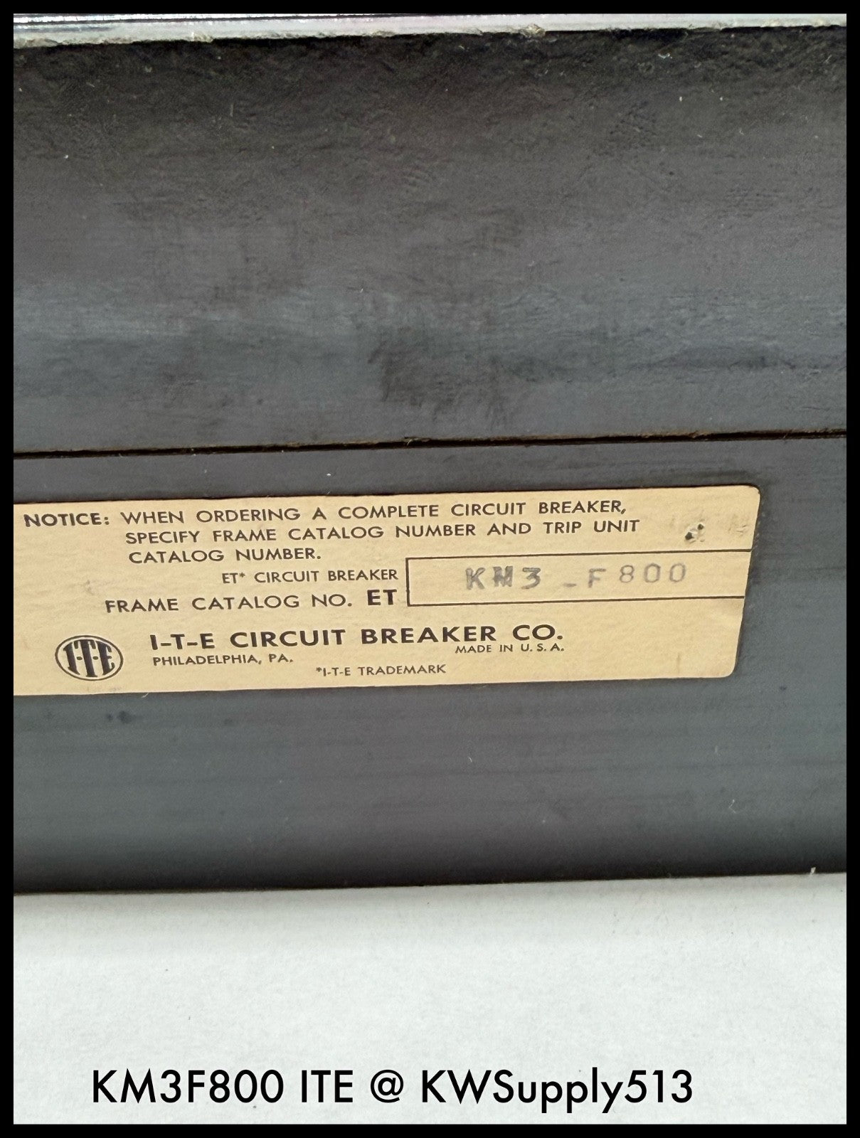 KM3F800~ITE KM3F800 800A 3P 3PH  600V TM Circuit Breaker-Used