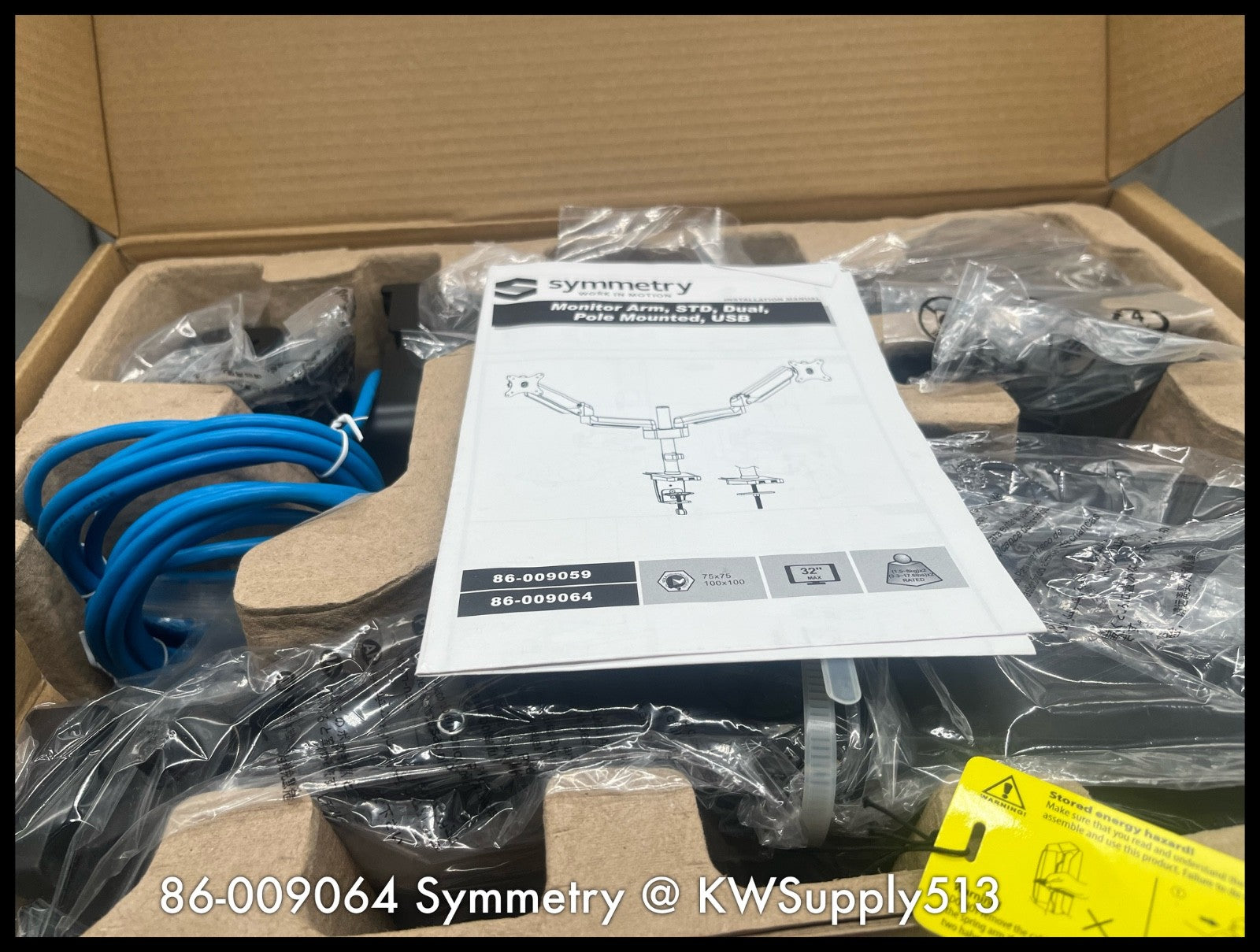 86-009064~Symmetry -86-009064 Easy Adjust Dual Desk Top Monitor Mount-NIB