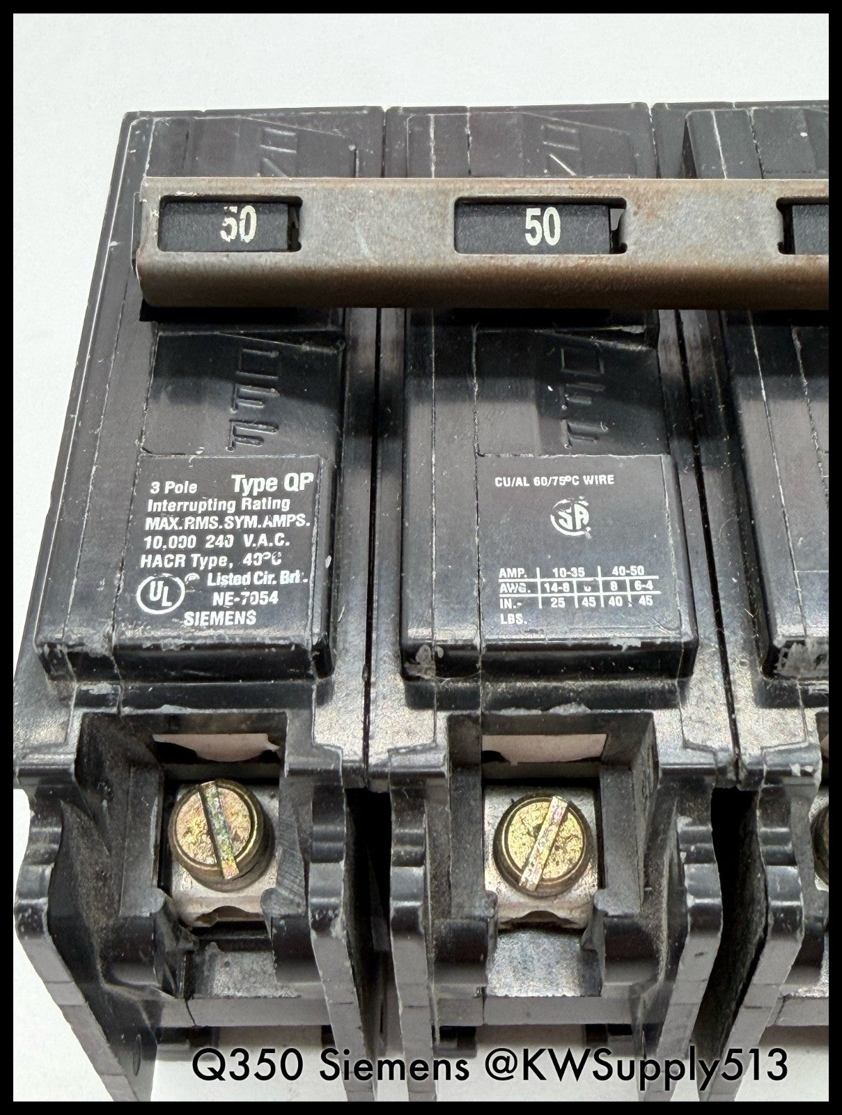 Q350~Siemens Q350 50A 3P 3PH 240VAC 10KA Circuit Breaker-Used
