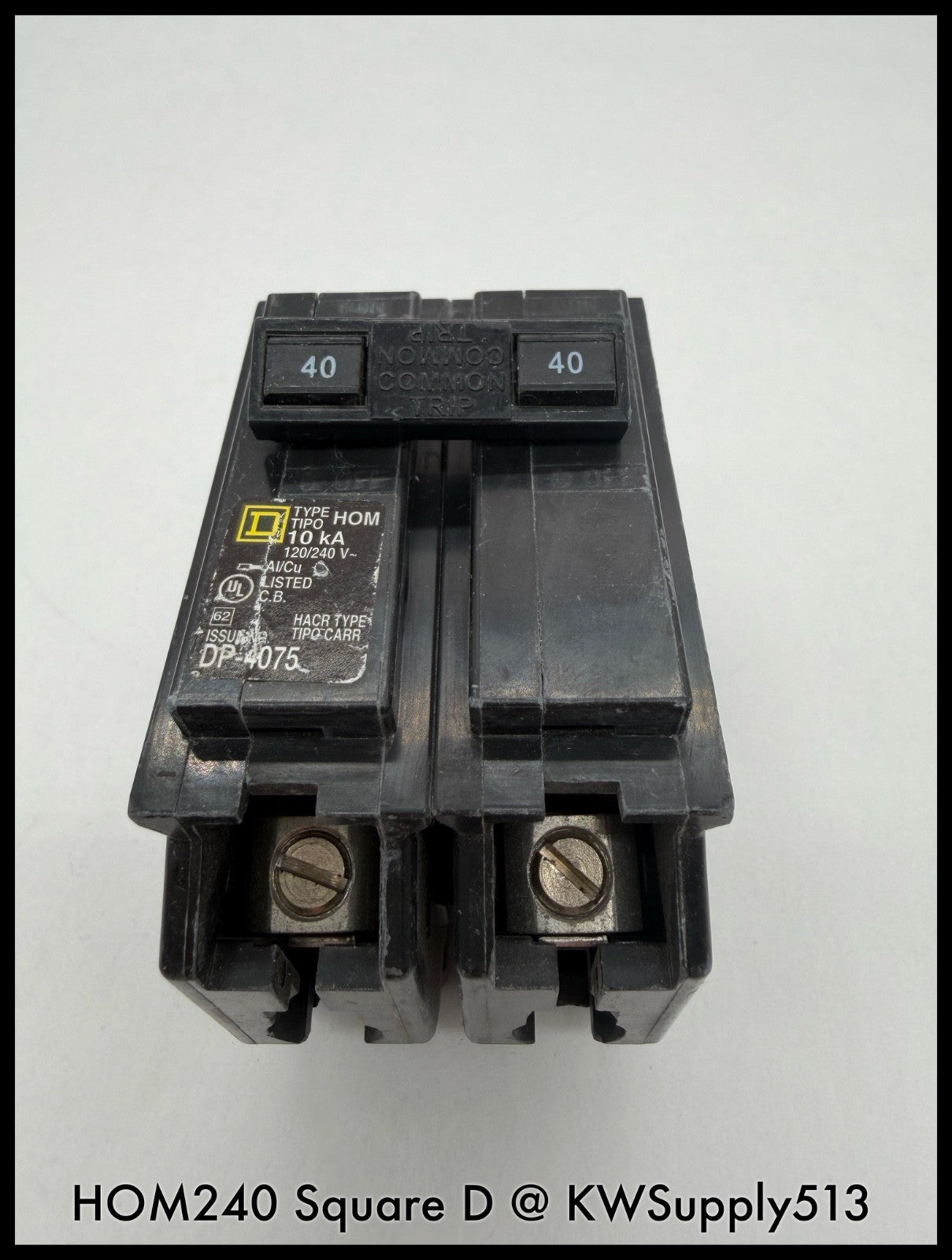 HOM240~Square D HOM240 40A 2P 1PH  240VAC 10KA TM Mini Circuit Breaker-Used
