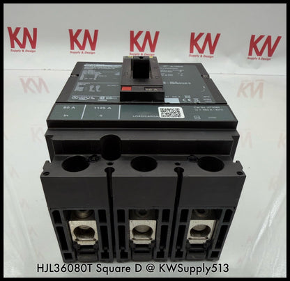 HJL36080T~Square D HJL36080T 80A 3P 3PH 600V Circuit Breaker-Used