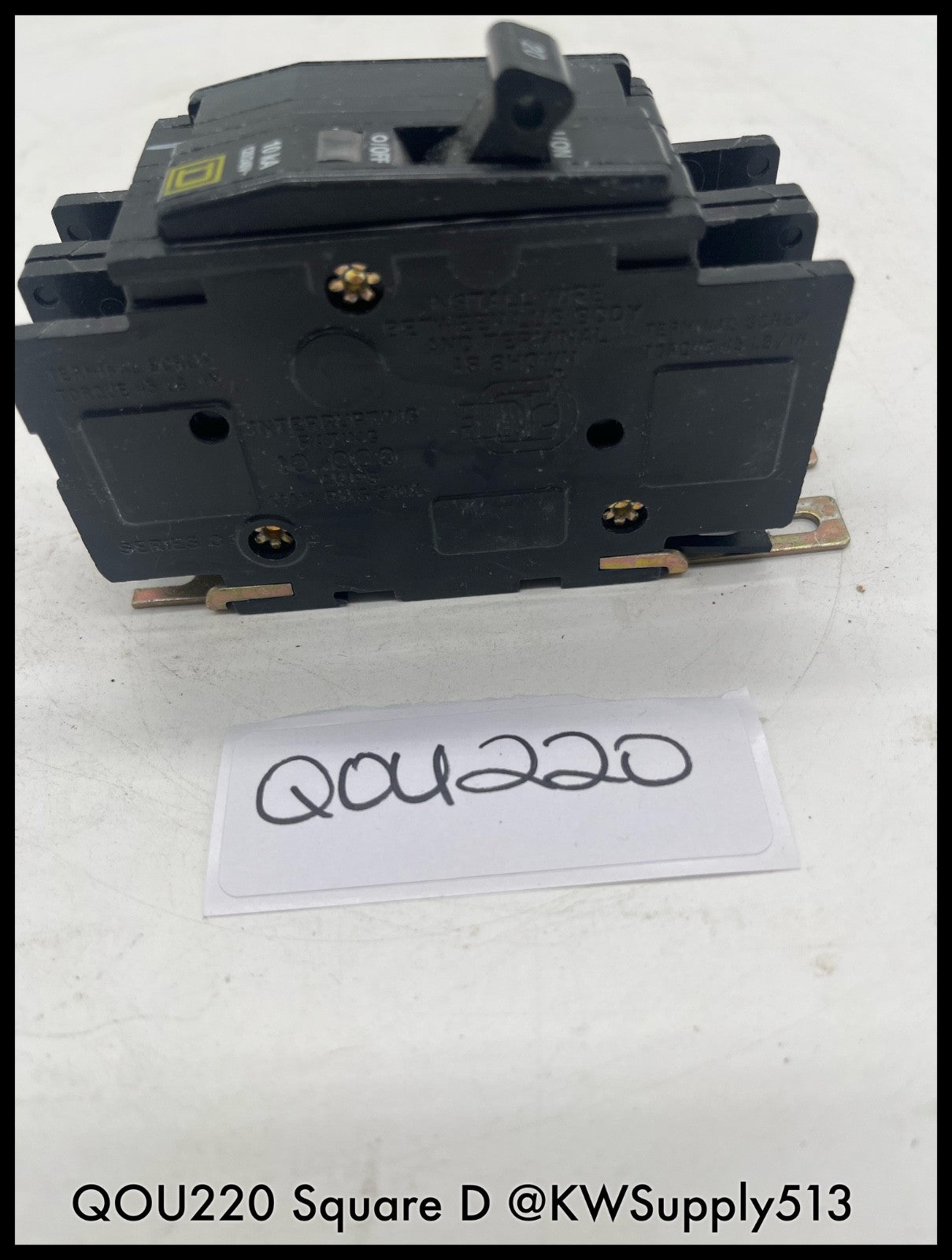 QOU220~Square D QOU220 20A 2P 120/240V 10KA Mini Circuit Breaker-Used
