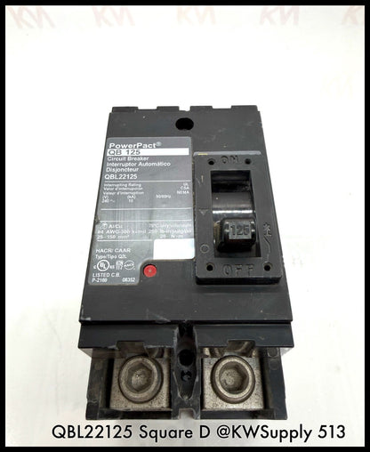 QBL22125~Square D QBL22125 125A 2P 1Ph 240VAC 10KA TM Circuit Breaker-Used