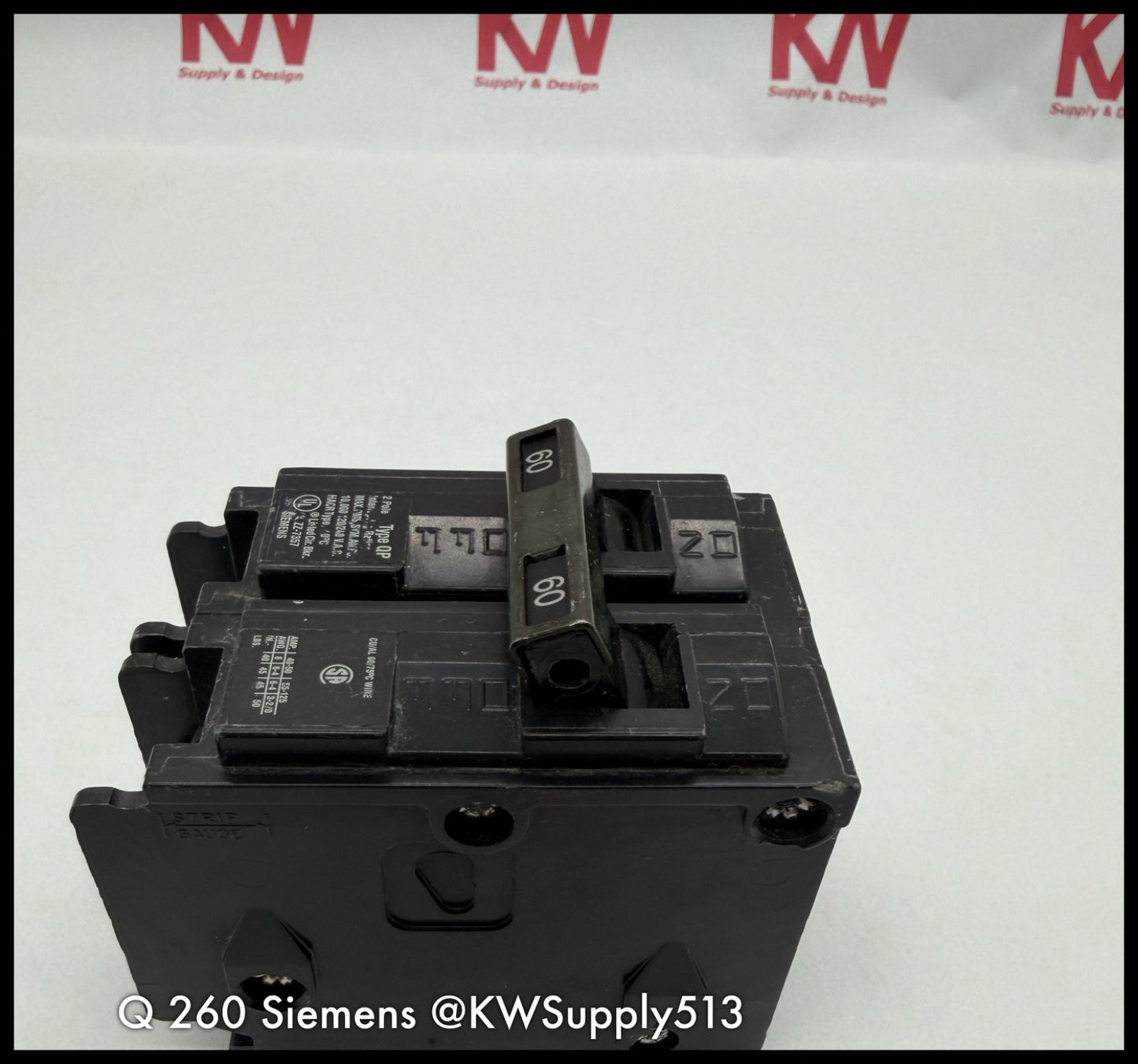 Q260~Siemens Q260 60A 2P 1PH 120/240VAC 10KA Circuit Breaker-Used