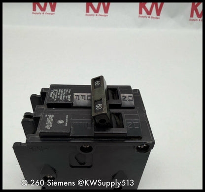 Q260~Siemens Q260 60A 2P 1PH 120/240VAC 10KA Circuit Breaker-Used