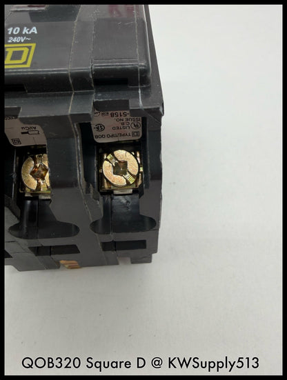 QOB320~Square D QOB320 20A 3P 3PH 240VAC 10KA TM Mini Circuit Breaker-Used