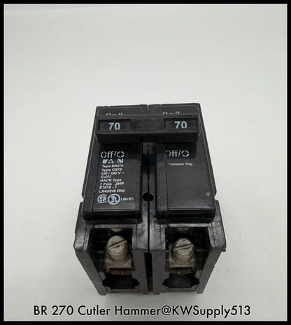 BR270~Eaton BR270 70A 2P 120/240V 10KA Circuit Breaker-Used