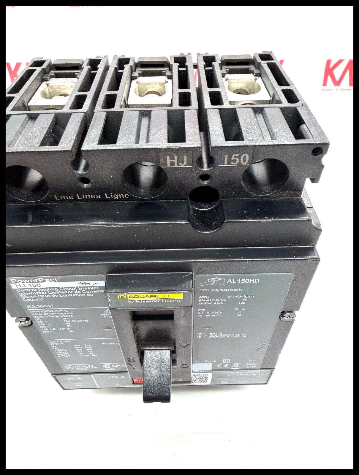 HJL36080T~Square D HJL36080T 80A 3P 3PH 600V Circuit Breaker-Used