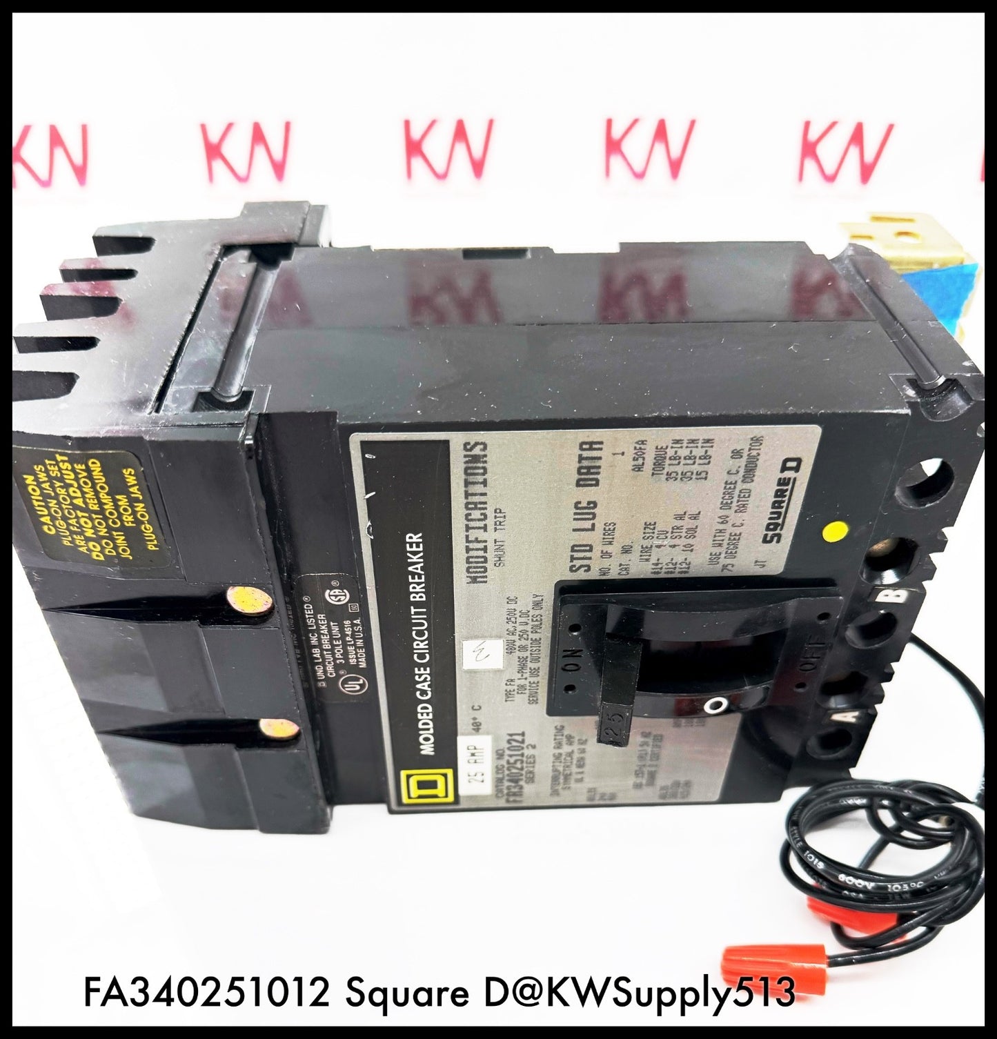 FA340251021~Square D FA340251021 25A 3P 3PH TM Circuit Breaker with Shunt -Used