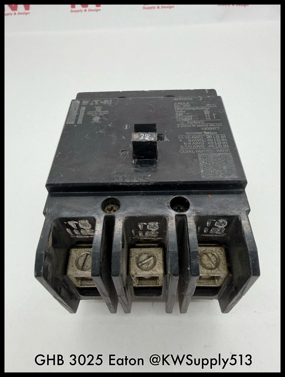 GHB3025~Eaton GHB3025 25A 480VAC Molded Case Circuit Breaker -Used