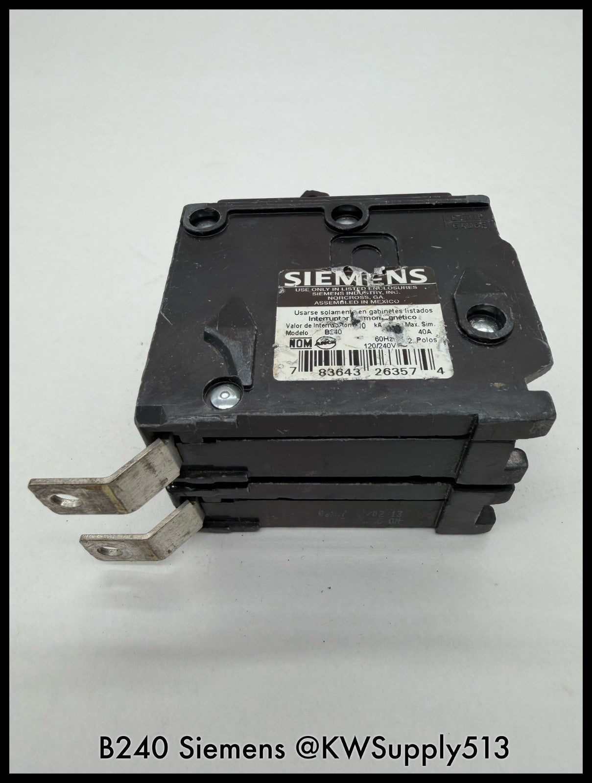 B240~Siemens B240 40A 2P 240VAC 10KA Circuit Breaker-Used