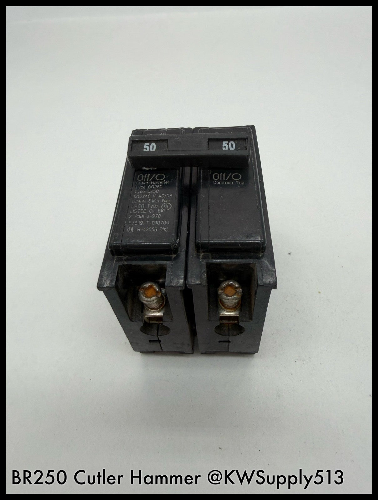 BR250~Eaton BR250 50A 277/480VAC 125/240VDC 2P 14KA Circuit Breaker-Used
