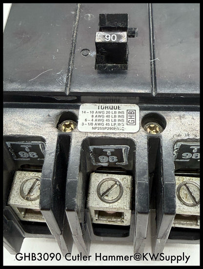 GHB3090~Cutler Hammer GHB3090 90A 480VAC Circuit Breaker-Used