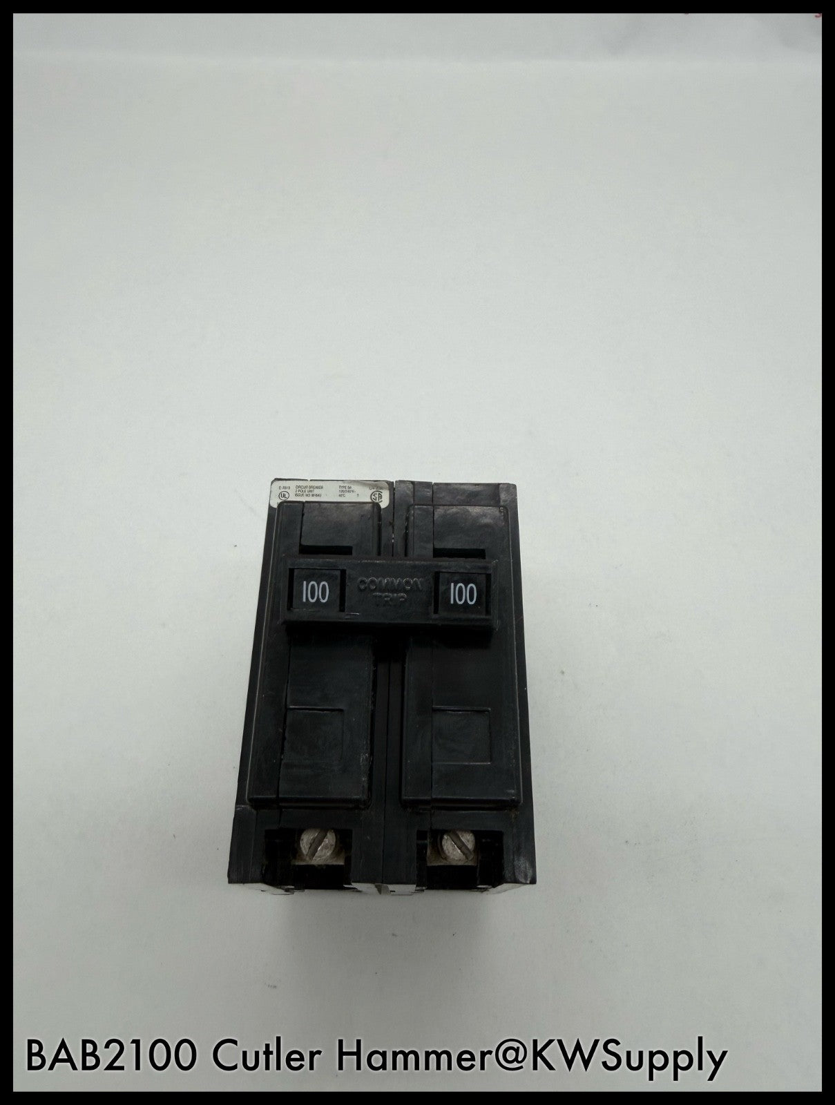 BAB2100~Cutler Hammer BAB2100 100A 120/240V 2P 10KA Circuit Breaker-Used