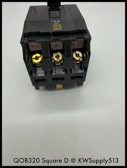 QOB320~Square D QOB320 20A 3P 3PH 240VAC 10KA TM Mini Circuit Breaker-Used