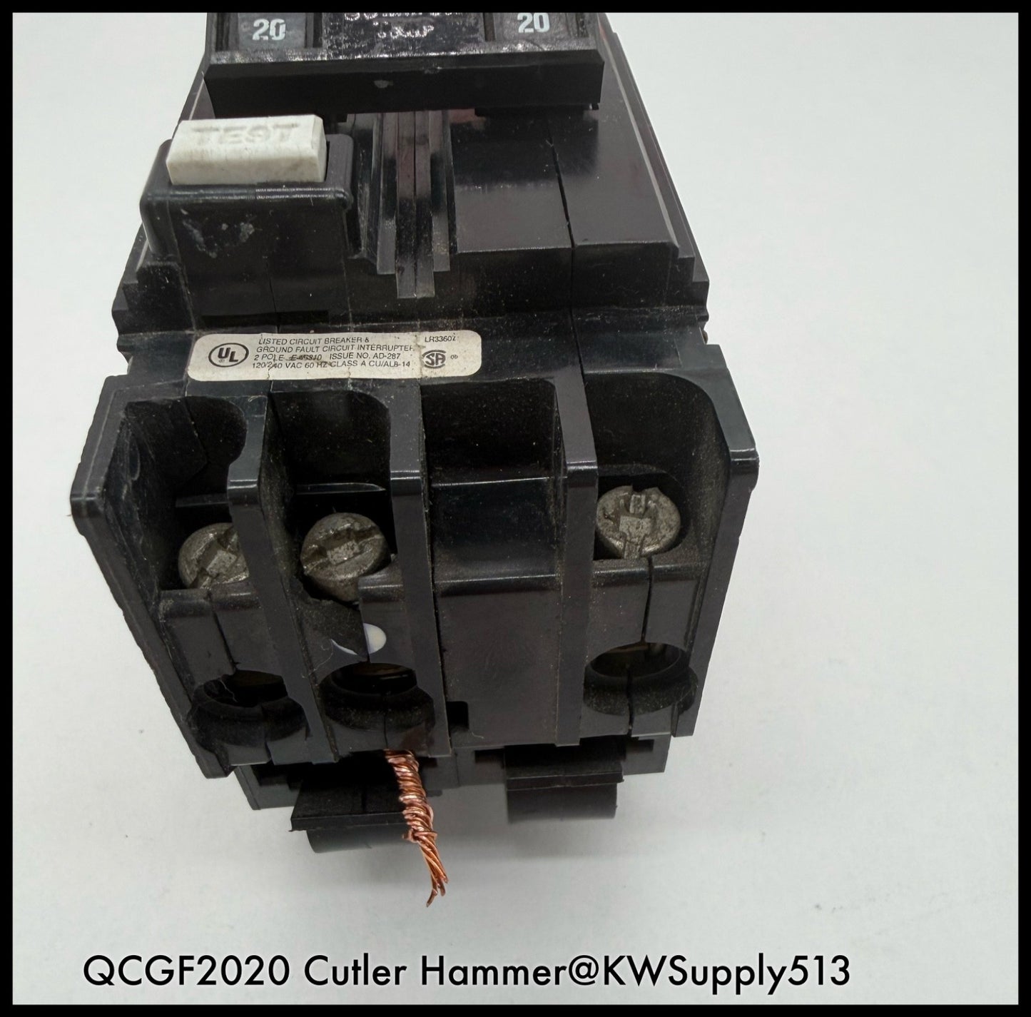 QCGF2020~Cutler Hammer QCGF2020 20A 120/240V 2P 10KA Circuit Breaker-Used
