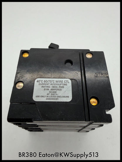 BR380~Eaton BR380 80A 240V 3P 10KA Circuit Breaker-Used