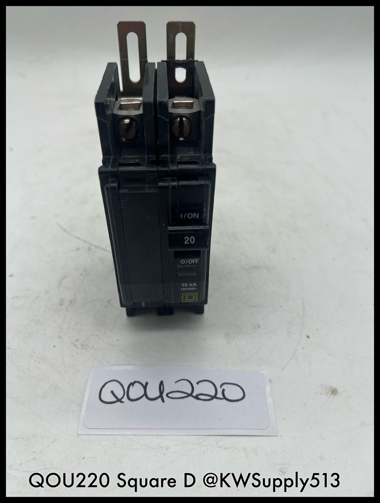 QOU220~Square D QOU220 20A 2P 120/240V 10KA Mini Circuit Breaker-Used