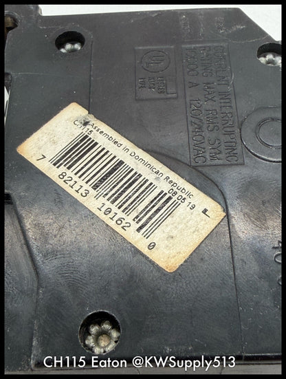 CH115~Eaton CH115 15A 120V 1P 10KA Mini Circuit Breaker-Used
